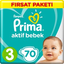 Prima Bebek Bezi Aktif Bebek 3 Beden 70 Adet Midi Fırsat Paketi