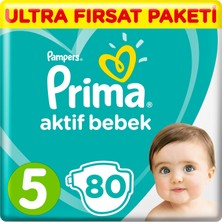 Prima Bebek Bezi Aktif Bebek 5 Beden 80 Adet Junior Ultra Fırsat Paketi