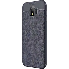 Coverzone Samsung Galaxy J4 Plus Deri Görünümlü Silikon Kılıf Lacivert - NSS290
