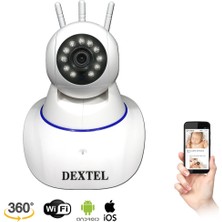 Dextel 360º Gerçek Hd Wifi Kablosuz 3 Antenli IP Bebek ve Güvenlik Kamerası