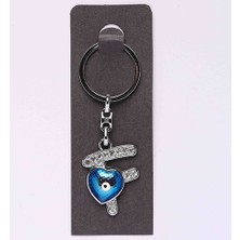 new life promosyon nl  Yeni168 Nazar Boncuklu Krom Ve Taşlı Harf Anahtarlık