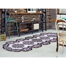 Dekoreko Figürlü Özel Kesim Yıkanabilir Kaymaz Taban Halı 107 Siyah ( 80 X 300 )