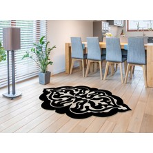 Dekoreko Figürlü Özel Kesim Yıkanabilir Kaymaz Taban Halı 108 Siyah ( 80 X 200 )