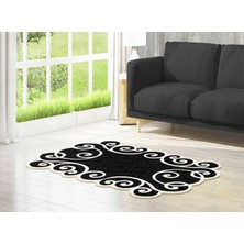 Dekoreko Figürlü Özel Kesim Yıkanabilir Kaymaz Taban Halı 109 Siyah ( 160 X 230 )