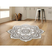 Dekoreko Figürlü Yuvarlak Özel Kesim Kaydırmaz Taban Yıkanabilir Halı 112 Siyah ( 80 X 80 )