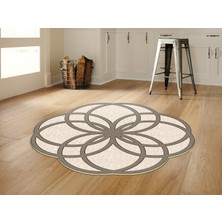 Dekoreko Figürlü Yuvarlak Özel Kesim Kaydırmaz Taban Yıkanabilir Halı 113 Kahve ( 80 X 80 )