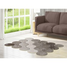 Dekoreko Figürlü Özel Kesim Yıkanabilir Kaymaz Taban Halı 117 Kahve ( 120 X 180 )