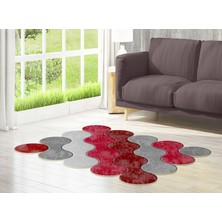 Dekoreko Figürlü Özel Kesim Yıkanabilir Kaymaz Taban Halı 117 Kırmızı ( 80 X 200 )