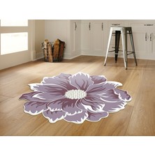 Dekoreko Figürlü Yuvarlak Özel Kesim Kaydırmaz Taban Yıkanabilir Halı 120 Mor ( 160 X 160 )