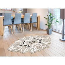 Dekoreko Figürlü Özel Kesim Yıkanabilir Kaymaz Taban Halı 101 Bej ( 120 X 180 )