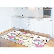 Dekoreko İnci Saçaksız Yıkanabilir Kaymaz Taban Mutfak Halısı 2130 ( 80 X 120 )