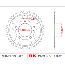 RK Honda VT 600 C SHADOW RK Çelik Arka Dişli B5067-44  (1990-2007)
