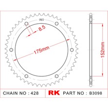 RK Yamaha WR 125 R RK Çelik Arka Dişli B3098-53  (2009-2015)