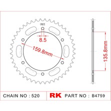 RK Bmw F 650 RK Çelik Arka Dişli B4759-47  (1994-1995)