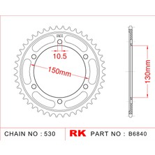 RK Yamaha YZF 600 R THUNDERCAT RK Çelik Arka Dişli B6840-47  (1996-2003)