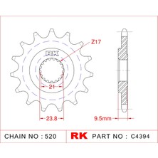 RK Honda CRF 450 X RK Çelik Ön Dişli C4394-13  (2005-2018)