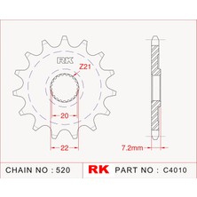 RK Honda CRF 250 R RK Çelik Ön Dişli C4010-13  (2004-2017)