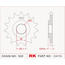 RK Bmw F 650 GS RK Çelik Ön Dişli C4174-16  (1999-2007)