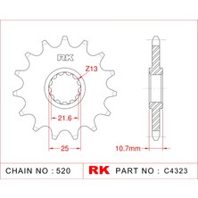 RK Yamaha XJ 600 DIVERSION RK Çelik Ön Dişli C4323-16  (2009-2015)