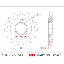 RK Yamaha MT-07 RK Çelik Ön Dişli C5042-16  (2014-2018)