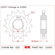 RK Honda CB 650 F RK Çelik Ön Dişli C5053-15  (2014-2018)