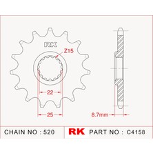RK Husaberg TE 250 RK Çelik Ön Dişli C4158-13  (2011-2014)