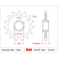 RK Honda NC 700 D INTEGRA RK Çelik Ön Dişli C4461-16  (2012-2014)
