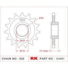 RK Ducati PANIGALE 899 RK Çelik Ön Dişli C4491-15  (2014-2015)
