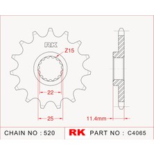 RK Ktm DUKE 690 R RK Çelik Ön Dişli C4065-16  (2010-2017)