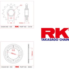RK Honda CBR 1000 RR Rk Ön Arka Dişli 530 - 16/42 T (2008-2016)