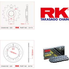 RK Bmw F 650 GS DAKAR Rk X-ring Zincir Dişli Set 520 XSO-16/47T (1999-2007)