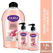 Duru Çiçek Terapisi Değerli Çiçekler Sıvı Sabun 1.5 lt & 300 ml & 300 ml Avantaj Paketi