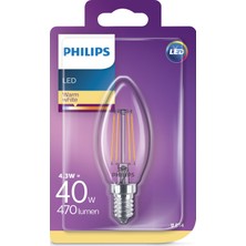 Philips LED Classic 40W B35 E14 Non-Dim 2700K Led Filament Ampul