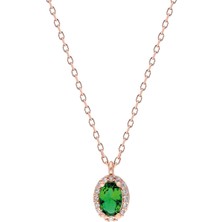Glorria Eg0353 Gümüş Oval Anturaj Kolye