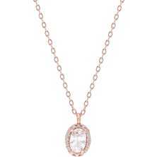 Glorria Eg0361 Gümüş Oval Anturaj Kolye