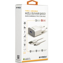 Syrox Type-C Quıck Şarj Cihazı Seti  2.0 Amper