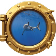 Renkselart Gemi Denizaltı Pencere Köpek Balığı Duvar Sticker