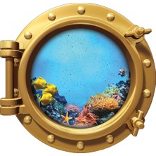 Renkselart Gemi Denizaltı Pencere Mercan Balıklar Duvar Sticker