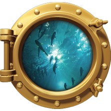 Renkselart Gemi Denizaltı Pencere Balıklar Duvar Sticker