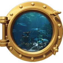 Renkselart Gemi Denizaltı Pencere Mercan Balıklar Duvar Sticker