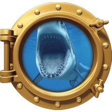 Renkselart Gemi Denizaltı Pencere Köpek Balığı Duvar Sticker