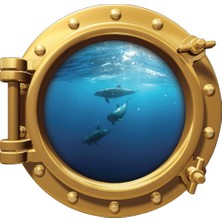 Renkselart Gemi Denizaltı Pencere Yunus Duvar Sticker