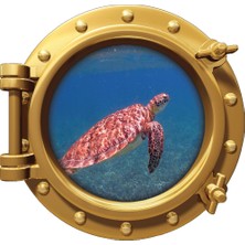 Renkselart Gemi Denizaltı Pencere Deniz Kaplumbağası Duvar Sticker