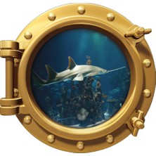 Renkselart Gemi Denizaltı Pencere Kılıç Balığı Duvar Sticker