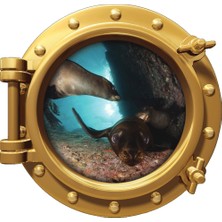 Renkselart Gemi Denizaltı Pencere Fok Duvar Sticker