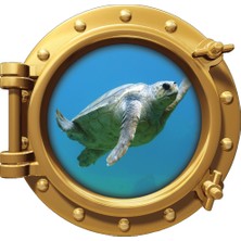Renkselart Gemi Denizaltı Pencere Deniz Kaplumbağası Duvar Sticker