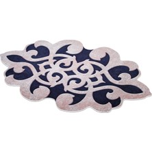 Dekoreko Figürlü Özel Kesim Yıkanabilir Kaymaz Taban Halı 102 Bej Siyah 80 x 200 cm