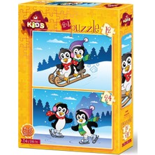 Art Çocuk Puzzle Penguenler 12+24 Parça Puzzle