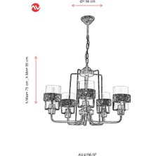 AVONNI AV-4196-5E Eskitme Kaplama Modern Avize E27 Metal Cam 56cm