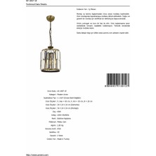 AVONNI AV-60029-1E Eskitme Kaplama Modern Avize E27 Metal Kristal 20cm